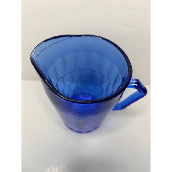 Vntg Shirley Temple Cobalt Blue Glass Creamer Small Milk Pitcher 30s Depression - Picture 4 of 7